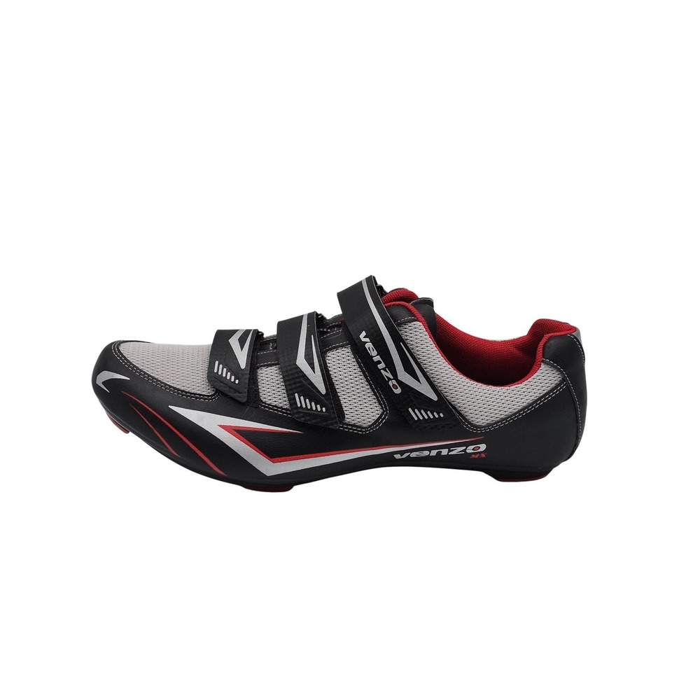 Venzo‎ MX Road Cycling Shoes Mens 13 EU 48 Black White Red SPD 2-Bolt Cleats